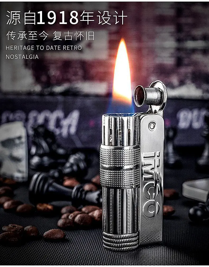 Original IMCO 6700 Retro Stainless Steel Metal Lighter Austrian Gasoline Grinding Wheel Lighter Kerosene Collection with Box