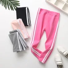 Новинка г.; Осенние леггинсы для девочек в Корейском стиле; обтягивающие однотонные детские брюки; детская одежда