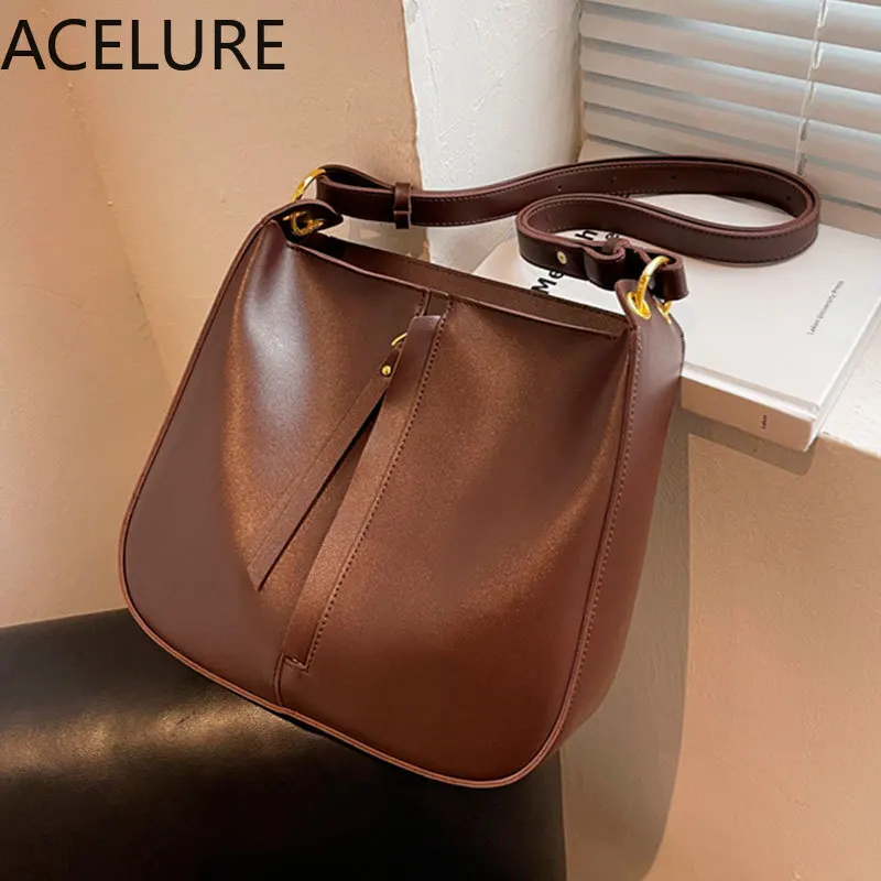 

ACELURE Female Large Capacity Crossbody Handbags Purse Vintage Fashion Casual Totes Women Solid Color PU Leather Shoulder Bags