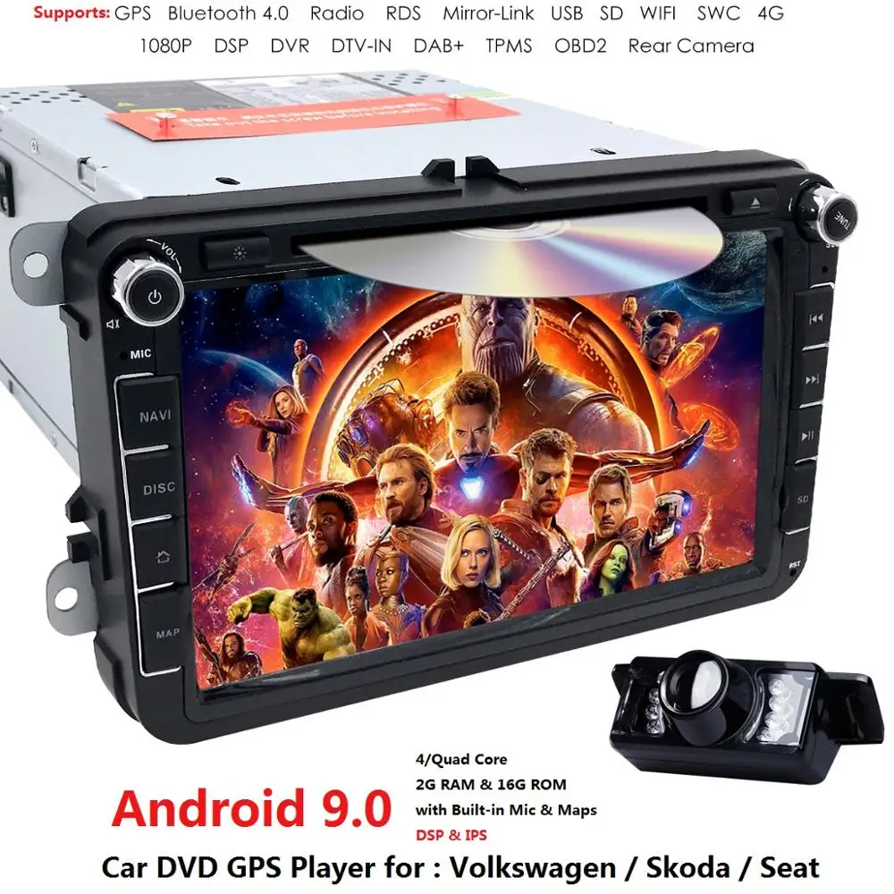 Flash Deal AutoRadio Android 9.0 2 Din Car DVD Player Multimedia for V W Passat B6 ccT5 Skoda Octavia 2 Rapid golf 5 6 polo Touran seat leo 1