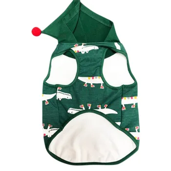 

Cartoon Crocodiles Printed Sleeveless Hooded Dog Costume Warm Dog Clothes Pet Cotton Fleeced Clothes For small dog