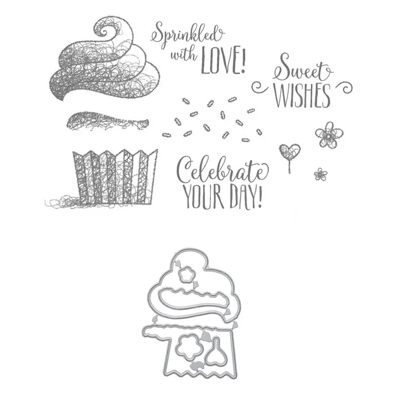 

Cupcake Transparent Clear Stamps/coordinating die for DIY Scrapbooking/Card Making/Kids Christmas Fun Decoration Supplies