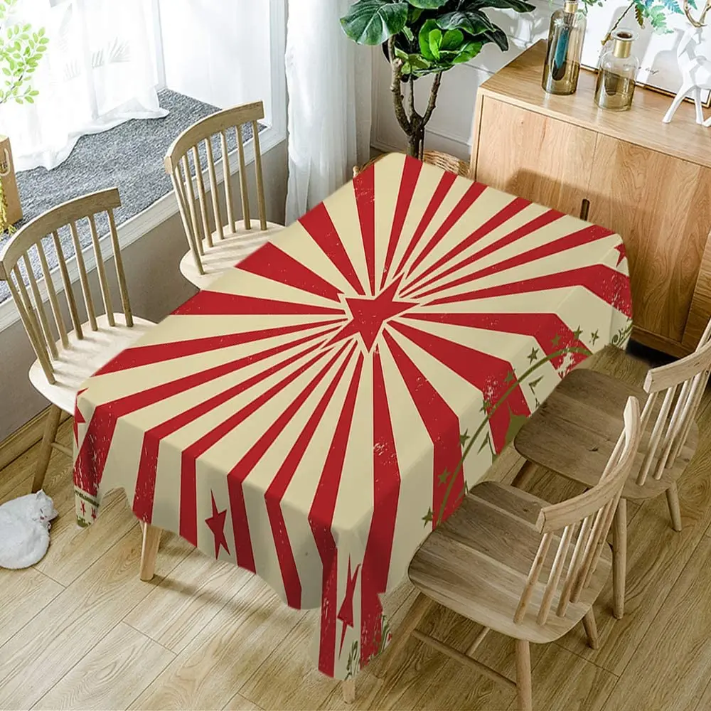 

Vintage Carnival Red Stars Sunbeam Fun Performing Arts Oblong Tablecloth