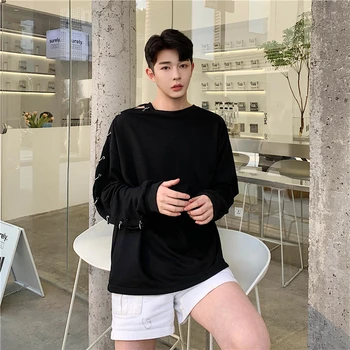 

NEW Men Metal Ring Hollow Long Sleeve Casual Pullover Hoodie Male Women Streetwear Hip Hop Couple Sweatshirt