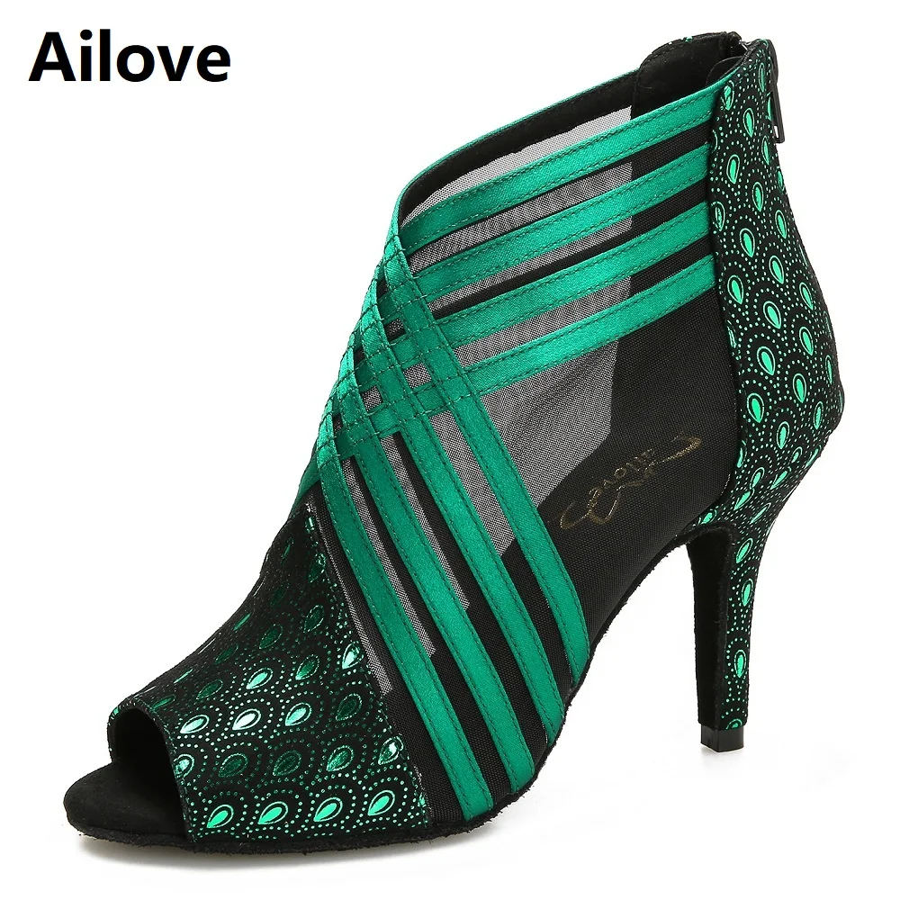 Женская обувь для танцев Танцевальная бальных сальсы Обувь с перьями павлина