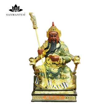 

Buddhist supplies Pure copper Golden Guan Gong statue Buddha statue Wu Caishen Guan Gong knife Buddha statue decoration