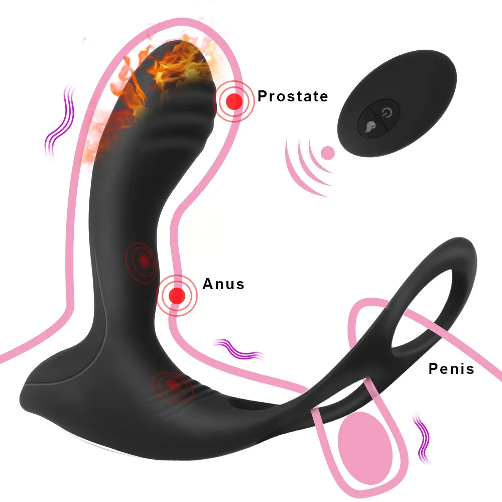 10 Frequency Heating Prostate Massager Vibrating Ring Sex Toy For Men Anal Vibrator Wireless Remote Control