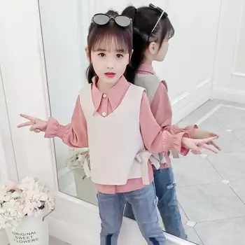 

2020 Autumn Baby Girl Clothing Sets Children Shirt Vest + cowboy Pants 3Pcs Set Clothing For Age Girls 3 4 6 8 10 12 Year Old