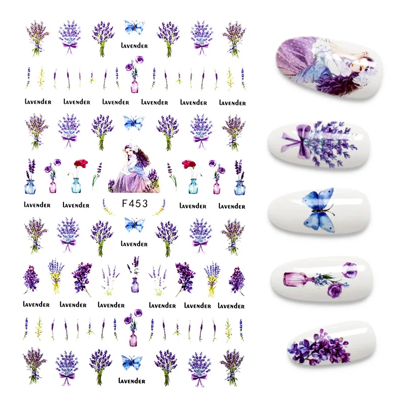 Новые 3D наклейки для ногтей цветок Бабочка фольга любовь сердце дизайн