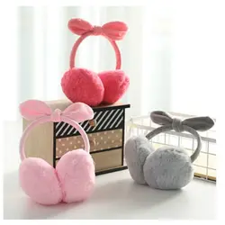 1pc Winter Warm Cute Rabbit Plush Plus Warm Earmuffs Warmer Autumn Winter Plush Warm Cartoon Ear Warmer Bow