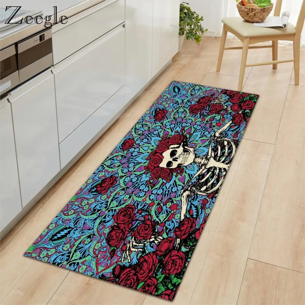 Zeegle Carpet Anti-slip Kitchen Rug Bathroom Doormat Shower Mat Absorbent Living Room Floor Rug Hallway Carpet Bedside Foot Rug