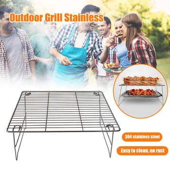 

Lixada Outdoor Picnic Grill Stainless Steel Folding BBQ Portable Camping Grills Camping Equipment Multi Tool Family Friends