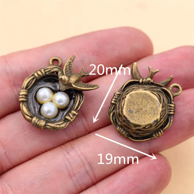 4 шт. античная бронза 3D Птичье гнездо фотоэлемент для браслета ожерелья сделай