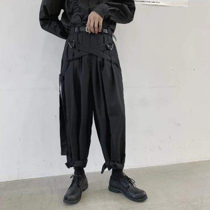 

Male Harun Pants Spring And Autumn New Fashion Tide Male Personality Strap Design Urban Youth Hip Hop Leisure Large Pants