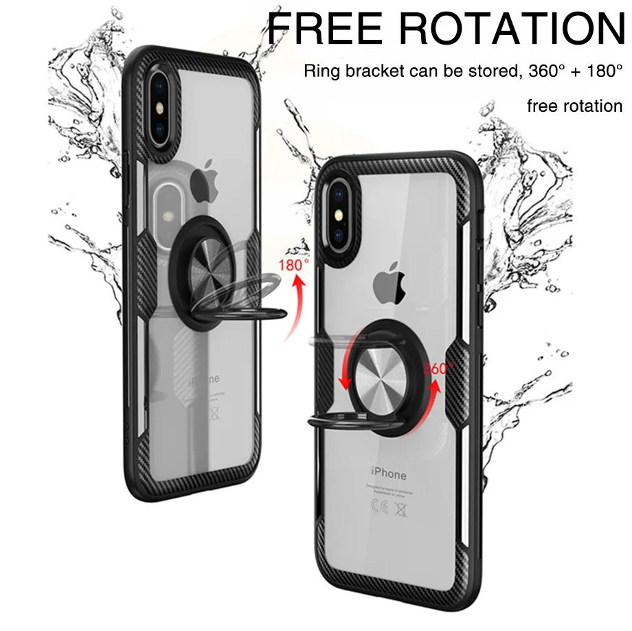 Для iphone 6, 6 S, 7, 8 Plus, X, XS MAX, XR, все включено, чехол, жесткий, с кольцом, с подставкой, магнит, прозрачный, защитный чехол для 11 Pro Max