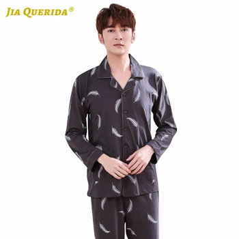 

New Turn Down Collar Homesuit Homeclothes Sleepwear Fashion Style Casual Style Pyjamas Man Spring Autumn Printing Pajamas Set