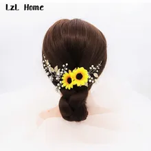 LzL Home Bridal Headdress Lady Hairband Sunflower Bridal Hairband Handmade Rhinestone Beautiful Girl Headdress