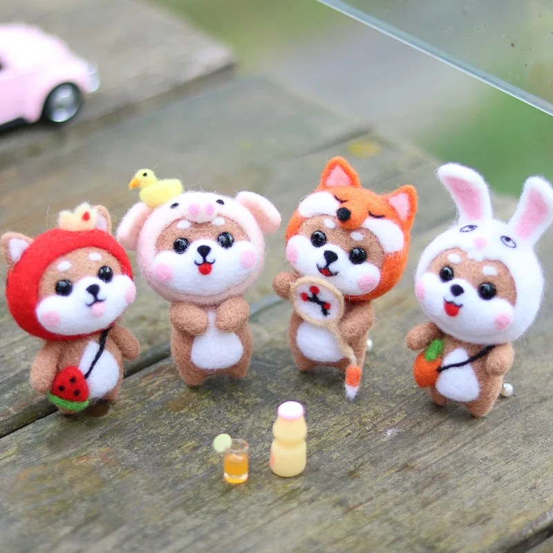 

Non Finished Handicraft DIY Wool Felt Cute Shiba Inu Puppy Dog Creative Gift Craft Toy Poked Needle Felting Material Package Set