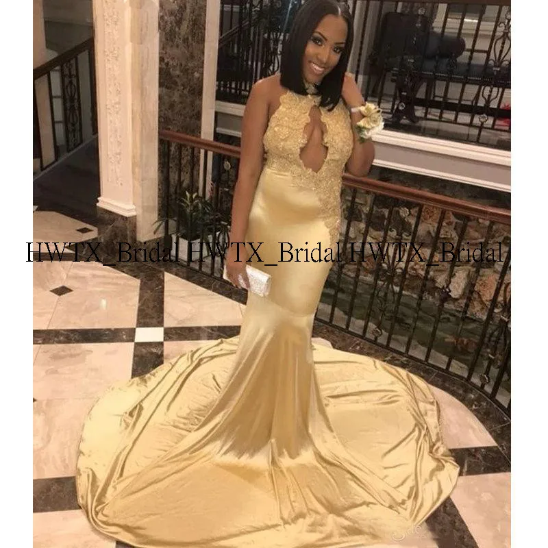 HWTX_Bridal черные платья для выпускного вечера в африканском стиле для девочек, новинка года, сексуальное длинное вечернее платье русалки цвета шампанского на заказ