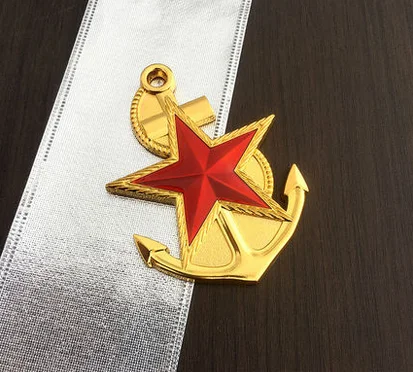 Новый металлический золотой пятиконечный Якорь Звезды Автомобильная эмблема
