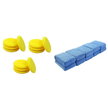

12 Pcs Waxing Polish Wax Foam Sponge Yellow & 10 Pcs Wax Applicator Pads-Car Detailing Sponges Washable Foam Pads(Blue)