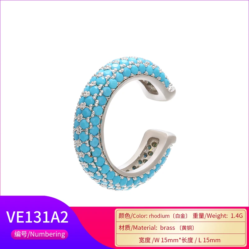 ZHUKOU 1piece 2020 15x15mm CZ Crystal Ear Cuff C Shaped/star shape Ear Clips No Pierced earrings for women Jewellery model:VE131