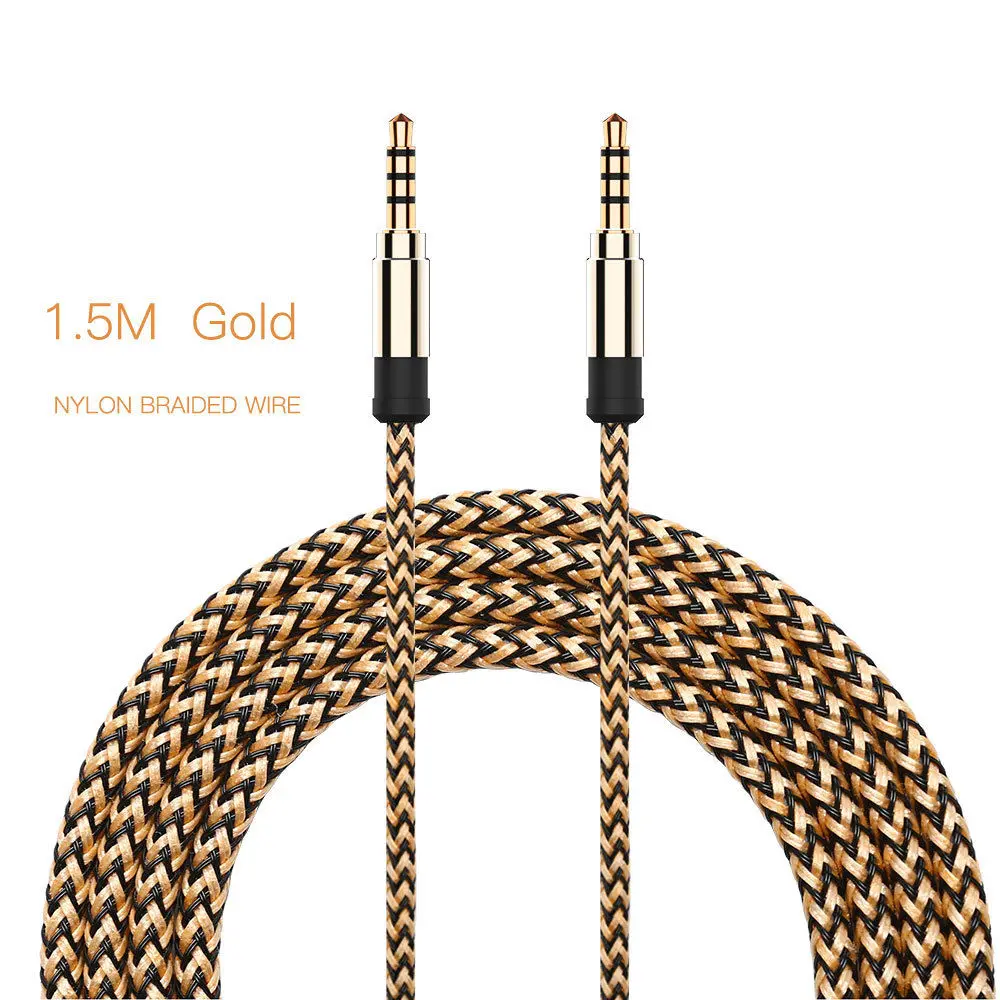 

Braided Male Stereo Audio Cable Durable Black Compatible W/Cell Phone/ Mp3 Player Stereo Audio Cable