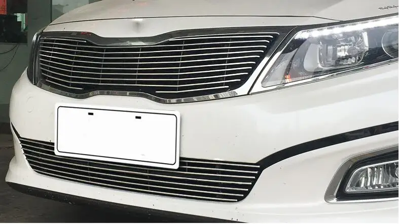 Автомобильный Стайлинг, подходит для kia Optima K5 2011-, качественная Решетка переднего бампера из нержавеющей стали, сетка вокруг отделки гоночных Грилей
