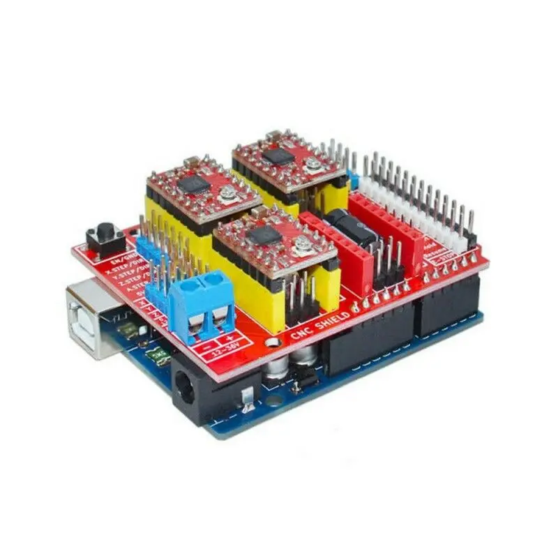 Щит с ЧПУ+ 4 шт. A4988 Драйвер шагового двигателя для Arduino V3 инструменты для гравировки управления несколькими шаговыми двигателями s