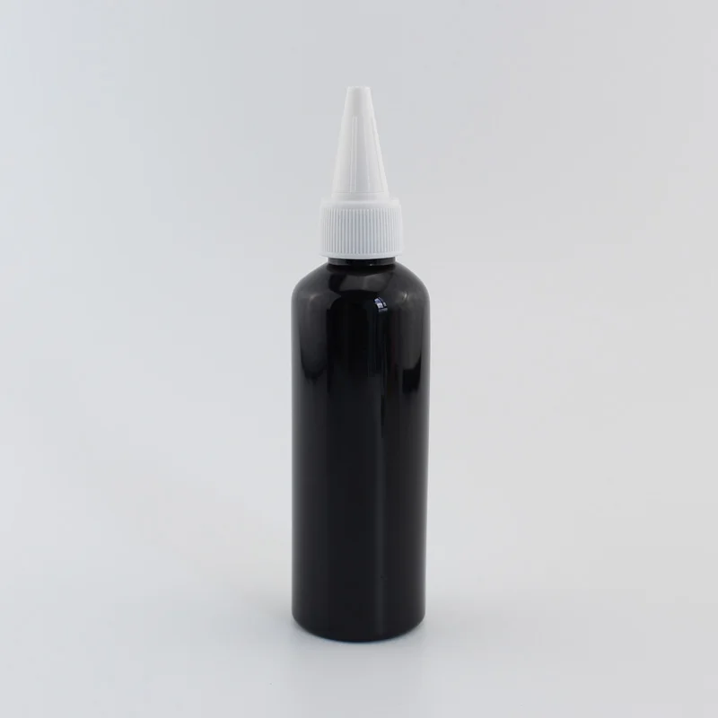 Black Bottle White 100 мл X 50 пустой пластиковый контейнер для жидкости с круглым острым носком куб. См пустые синие косметические бутылки для лосьона с винтовой крышкой DIY - Цвет: Black Bottle White