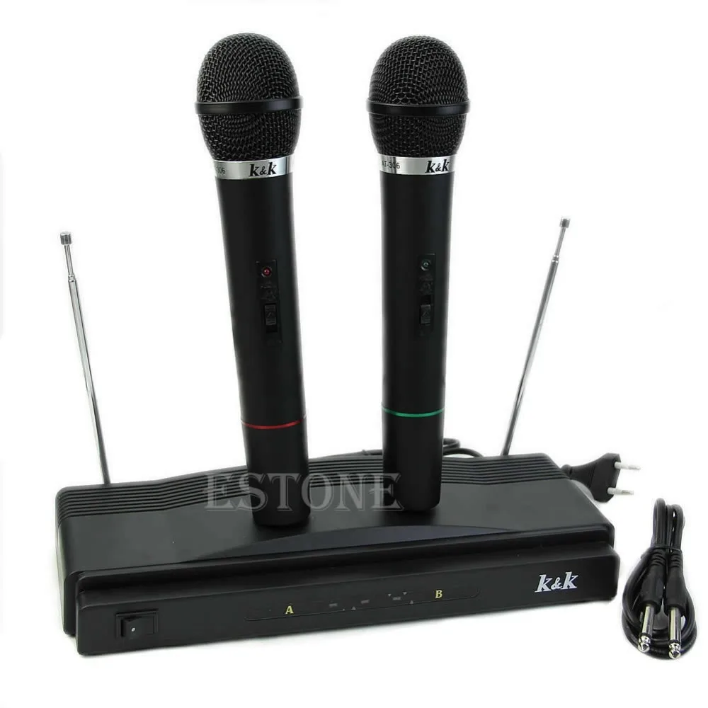 

Professional Wireless Microphone System Dual Handheld 2 x Mic Cordless Receiver
