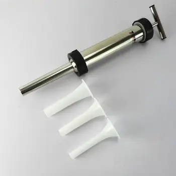

Stainless Steel Sausage Maker Meat Stuffer Syringe Filler Hand Operated Machine 63HF