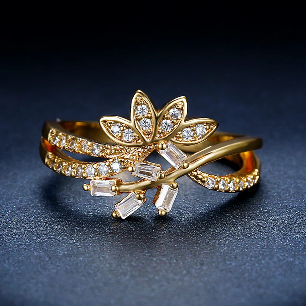 Женские кольца с бриллиантами из циркона ААА, 18 К, золотой тон, модные роскошные ювелирные аксессуары anillos mujer, свадебные вечерние кольца, подарок