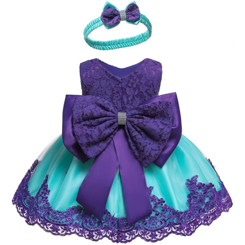 Рекомендация продавца, новое летнее платье принцессы для малышей Детское кружевное платье с большим бантом для дня рождения Одежда для крещения для девочек от 0 до 24 месяцев