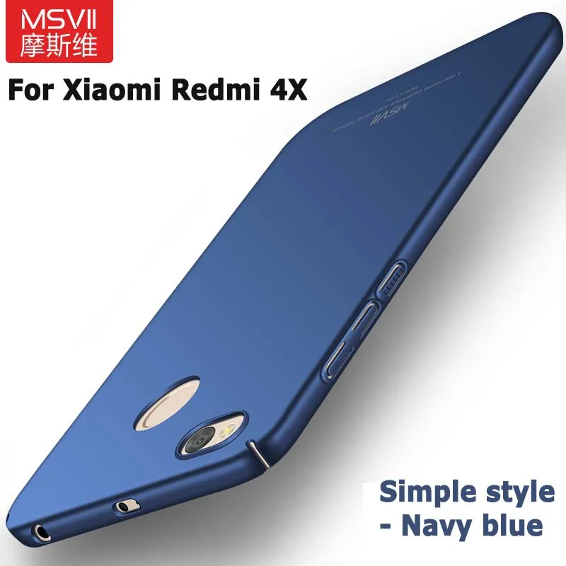 Redmi 4x чехол MSVII тонкий матовый чехол для Xiaomi 4x Pro Чехол Xiomi Redmi 4x Жесткий PC чехол для Xiaomi Redmi 4 X чехол для телефона s 5,0" - Цвет: Simple navy blue