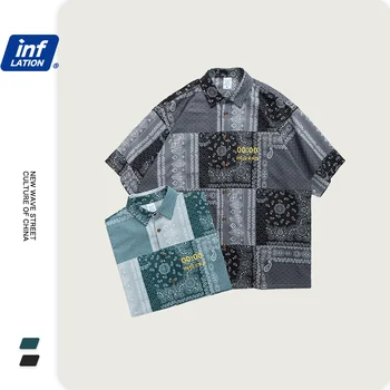 

2020 Stitching Paisley Color Printing T Shirt Men Women Couples Shirt Oversized Black 100% Cotton Casual T Shirt Men