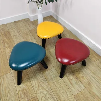 

Solid wood stool adult household triangle stool low stool fashion creative shoes bench children sitting stool leather bench