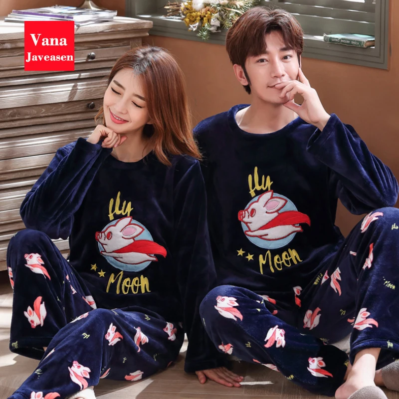 Vana Javeasen осенне-зимние фланелевые пижамы для пар, Теплые Семейные пижамы больших размеров, повседневная одежда для сна для мужчин и женщин - Цвет: Style 10