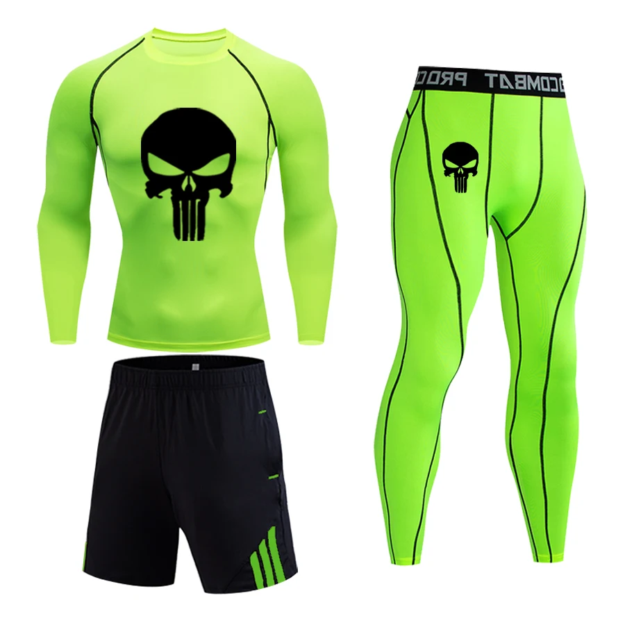 High Quality Winter Men's Warm Skull 3D Casual Long Underwear Suit T-Shirt + Leggings Gym Fitness Training Underwear Warm Suit long johns target