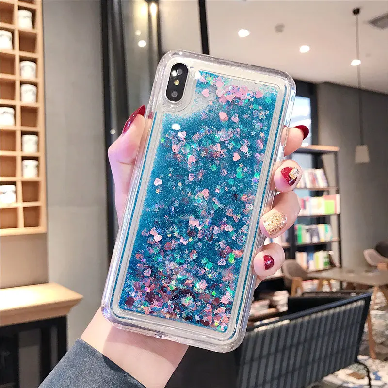 Любовь Сердце жидкий песок мягкий чехол для samsung Galaxy A50 A10 A20 A30 A70 A6 A8 A9 A7 A9S A750 Galaxy Note 10 - Цвет: blue