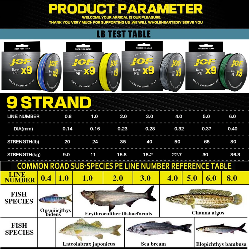 JOF X9 Sea Saltwater Fishing Line fishing line fishing tackle Braided Anti-friction 500/300/100m PE Medium/big Fish Braided Rope Premium Wire