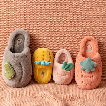 

Winter Slippers Parent-child Shoes Kids Toddler Girl Flip Flop Baby Boys Fur Slides Shoes Warm Fluffy House Children Slippers