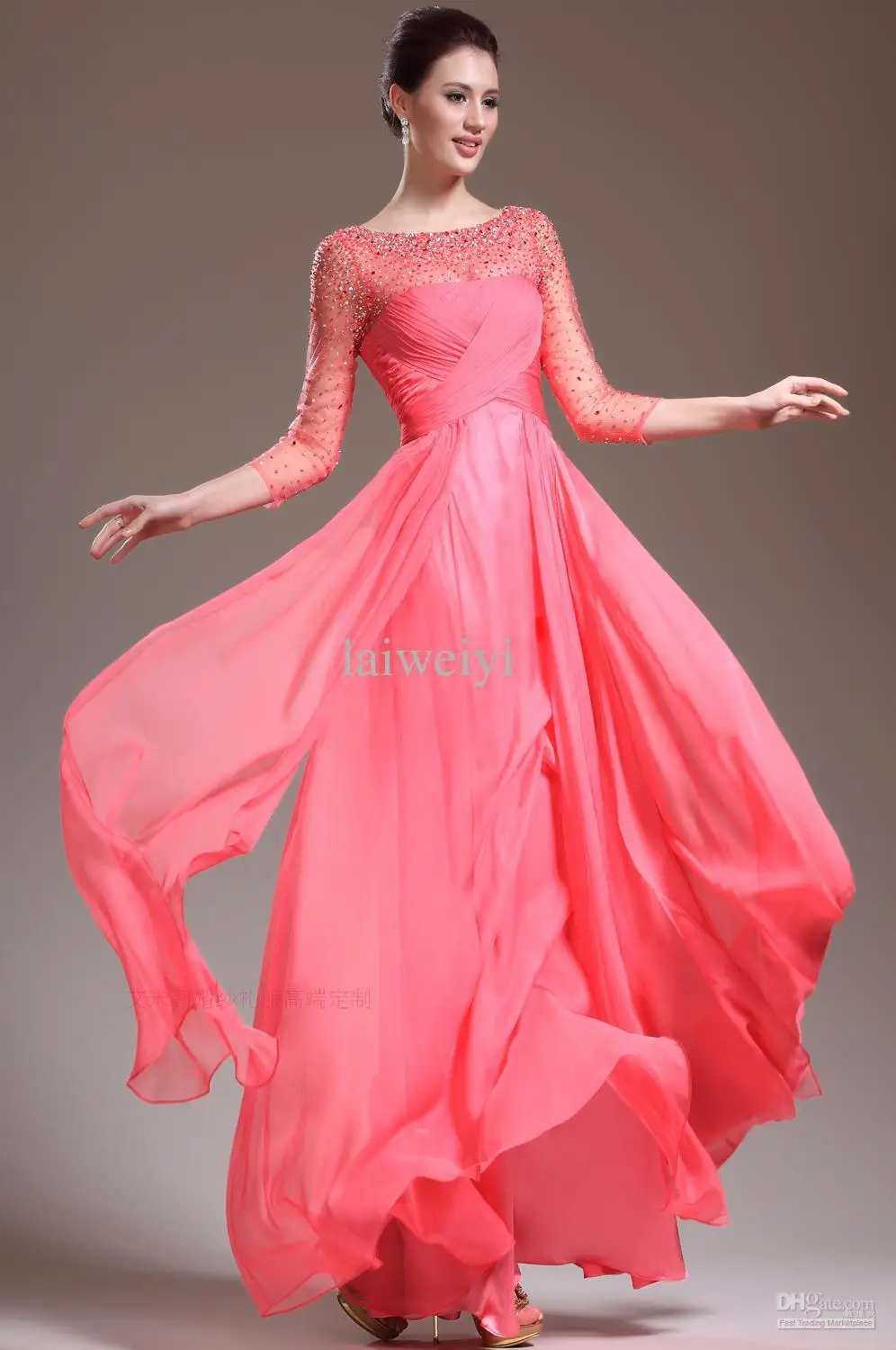 Заказные рукава вечерние платья для выпускного вечера с бисером vestido de renda длинные элегантные вечерние платья de soiree платья подружек невесты - Цвет: Красный
