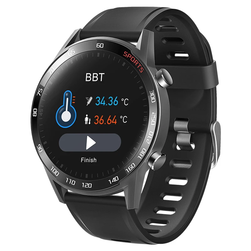 2021 Smart Watch Body Thermometer Measurement Blood Pressure Heart Rate Blood-Oxygen Tracker IP67 Waterproof Sport Bracelet