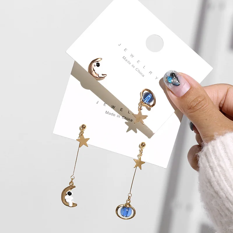 Creative Universe Planet Star Astronaut Tassel Drop Earrings for Women Girls
