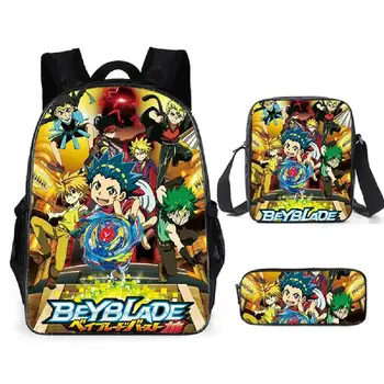 

New Beyblade Burst School Backpack Insulated School Bag Kids Bookbag Zipper Pencil Case for Kids Casual Mochila Feminina