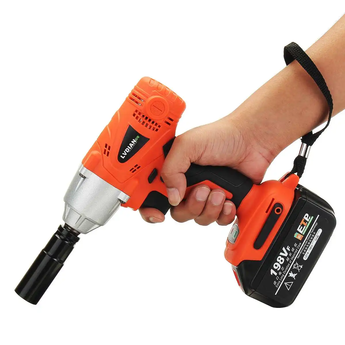 198VF Cordless Electric Impact Wrench Socket 380N.M Electric Brushless+ Rechargeable Lithium-Ion battery 110V 220V Tools