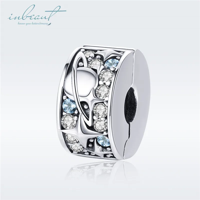 S925 серебро fit Pandora браслет синий и белый циркон универсальная подвеска в виде планеты женский дизайн 925 DIY бусины Galaxy