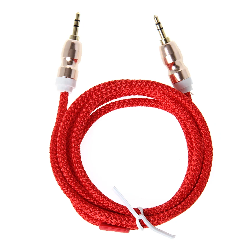 1 5M Nylon Jack Aux Audio Cable Male to Male Kabel Gold Plug Car Cord for iPhone Samsung Xiaomi For Speaker Headphone 100pcs