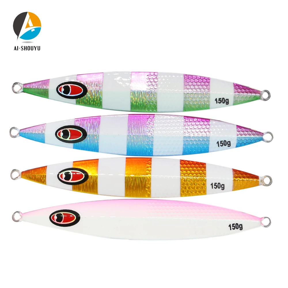 

AI-SHOUYU 1pc New Matel Jigging Spoon 100g 150g 200g Sea Jigging Lead Fish Hard bait Boat Fishing Lure Luminous Jigging Lure
